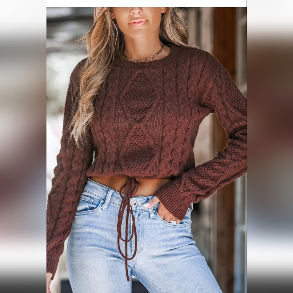 Cupshe Brown Cable Knit Sweater
